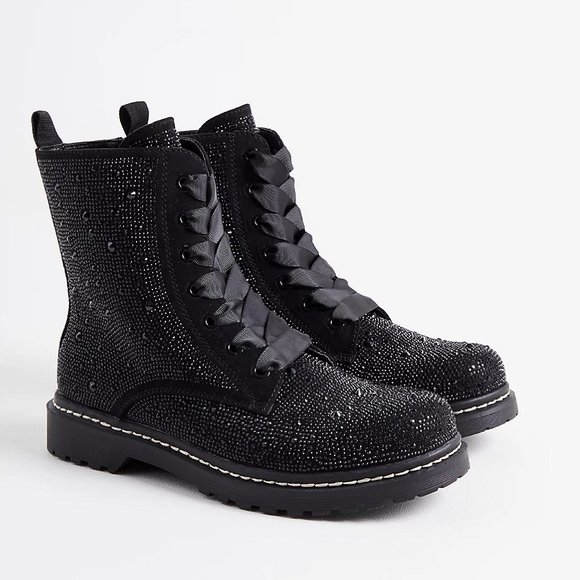 Torrid BETSEY JOHNSON RHINESTONE COMBAT BOOT - BLACK (9.5 WW) LAST ONE! - Picture 4 of 4